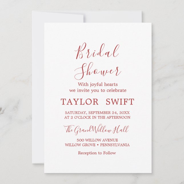 Custom Text | Personalized Bridal Shower  Invitation (Front)