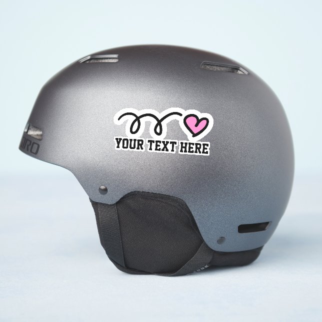 Custom text personalized cute pink heart vinyl (Helmet Side)
