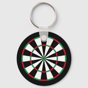 Custom Text Personalized Dart Board   Red & Green Keychain