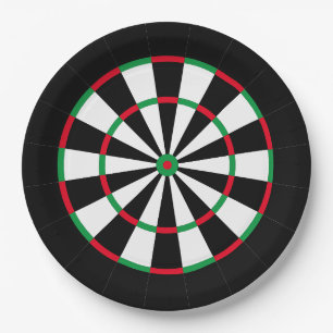 Custom Text Personalized Dart Board Red & Green Paper Plate