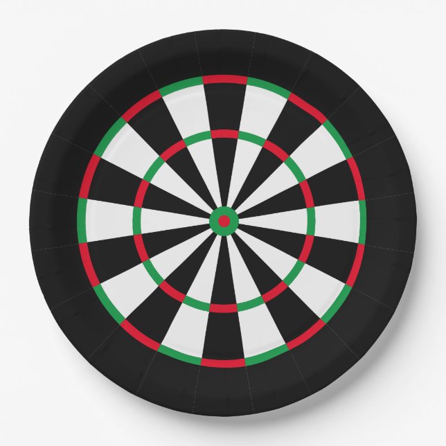Custom Text Personalized Dart Board | Red & Green Paper Plate (Front)