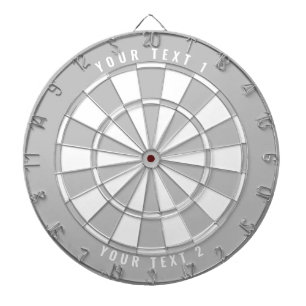 Custom Text Personalized Grayscale Grey & White Dartboard