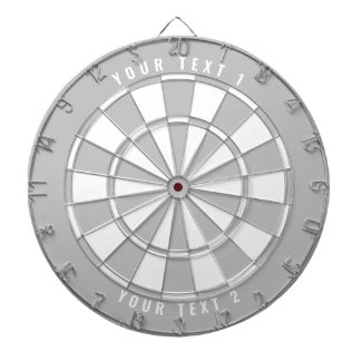 Custom Text Personalized Grayscale Grey & White Dartboard