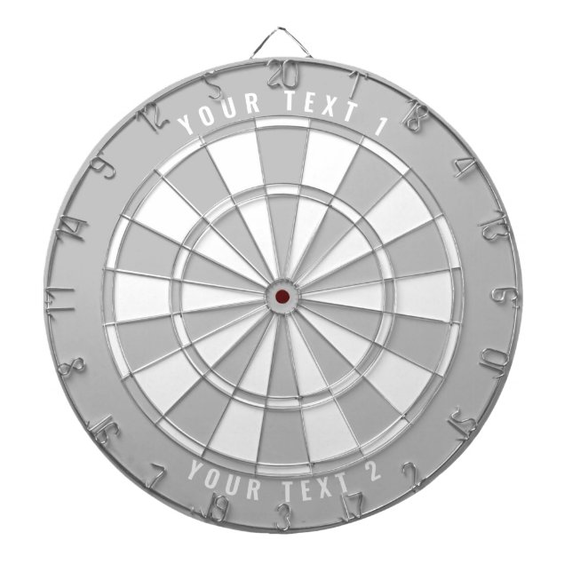 Custom Text Personalized Grayscale Grey & White Dartboard (Front)