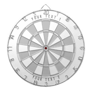 Custom Text Personalized Grayscale White & Grey Dartboard