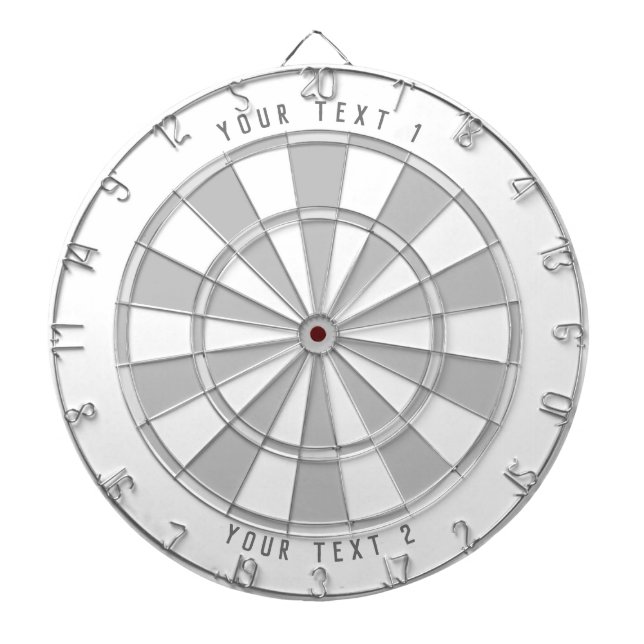 Custom Text Personalized Grayscale White & Grey Dartboard (Front)