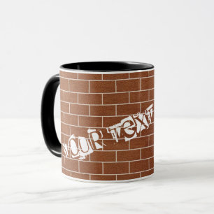 Custom Text Personalized Mug Brick Wall Brown