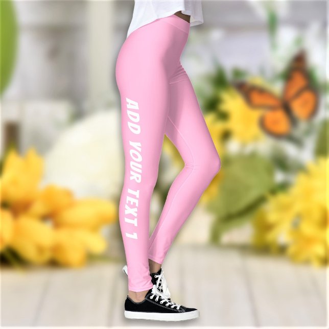 Custom Text Personalized Pink Gym Leggings (Creator Uploaded)