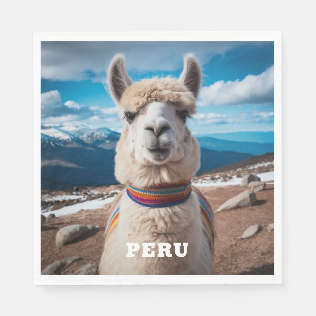 Custom Text Peru Llama Napkin (Front)
