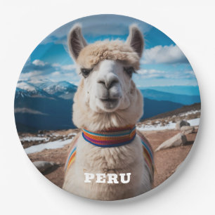 Custom Text Peru Llama Paper Plate