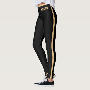 Custom Text Pet Cat Mom Black Golden Sand Stripes Leggings