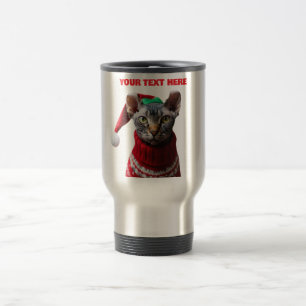 Custom Text Pet Photo Elf Sphynx Cat Personalized Travel Mug