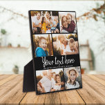 Custom Text Photo Collage Modern Family Keepsake Plaque<br><div class="desc">6 of your favourite photos with a trendy hand written script reading your custom message with your names or any other detailsbelow. Great keepsake gift for friends and family!</div>