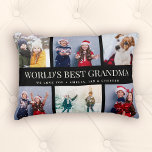 Custom Text Photo Collage WORLDS BEST GRANDMA Accent Pillow<br><div class="desc">Modern family keepsake,  this custom text photo collage design makes a beautiful display for your favourite pictures of children,  grandchildren,  weddings,  or any other special occasion. Great gift for grandparents! 2 lines of fully customizable text.</div>