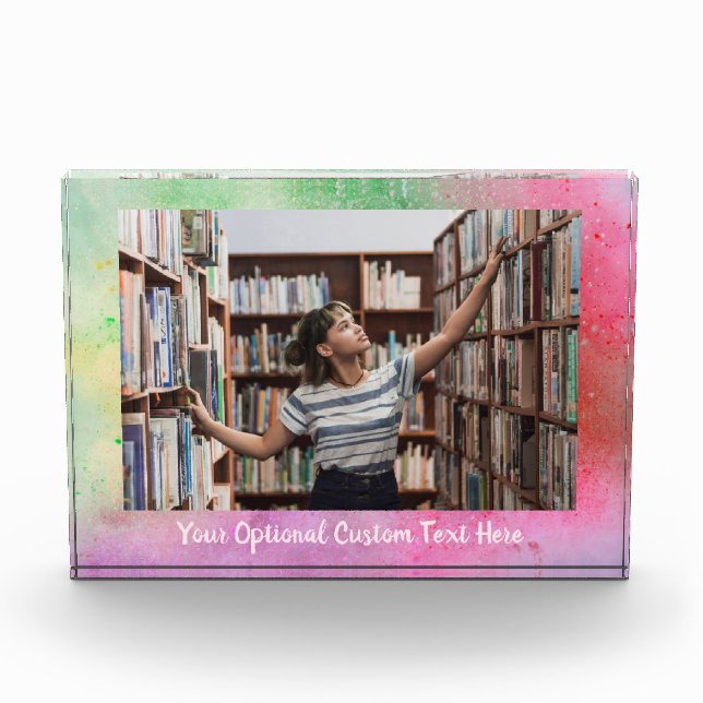 Custom Text & Photo Colour Explosion Block (Front)