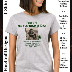 Custom Text Photo, Irish Roots St Patrick’s Day 05 T-Shirt