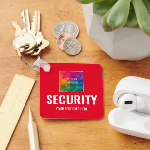 Custom Text Photo Logo Security Template Square Keychain