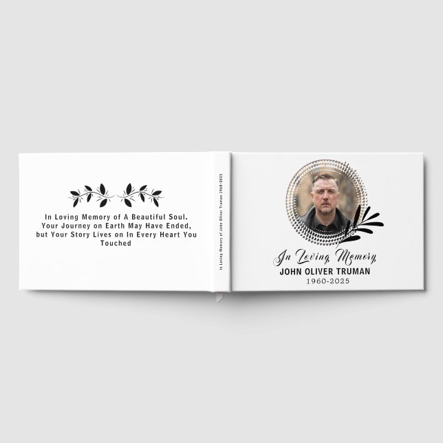 Custom Text Photo Memorial Funeral  Guest Book (Full)