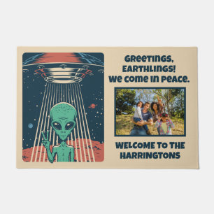 Custom Text & Photo UFO Alien Doormat