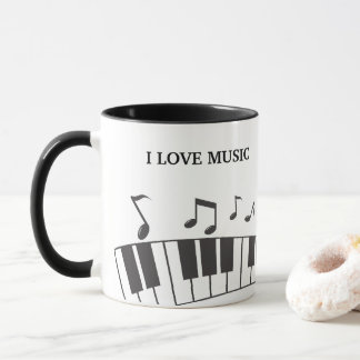 Custom Text Piano Keyboard Notes Mug