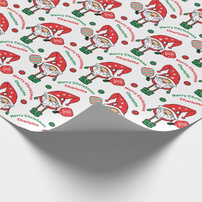 Custom  text Pickleball Merry Christmas   Wrapping Wrapping Paper (Corner)