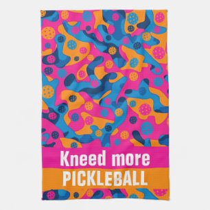 Custom text Pickleball Party Camo Kitchen Towel