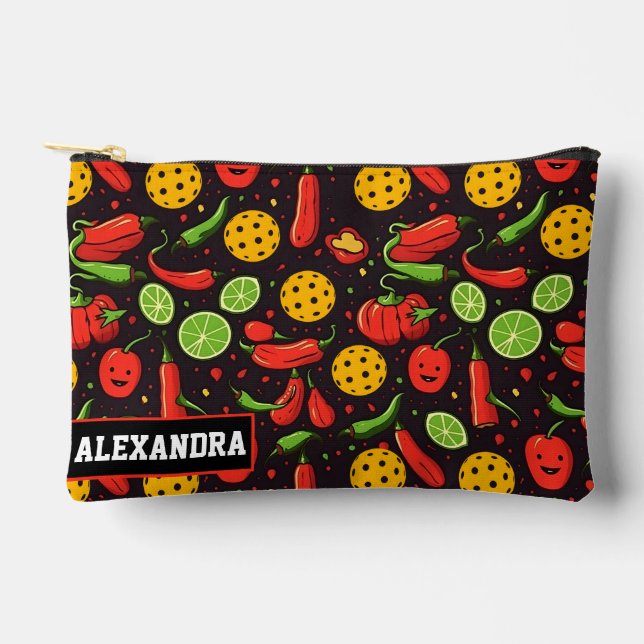 Custom text pickleball Spicy Serve Accessory Pouch (Front)