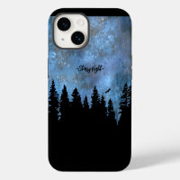 Custom Text Pine Forest Night