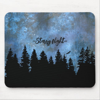 Custom Text Pine Forest Night Mouse Pad