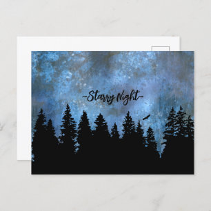 Custom Text Pine Forest Night Postcard