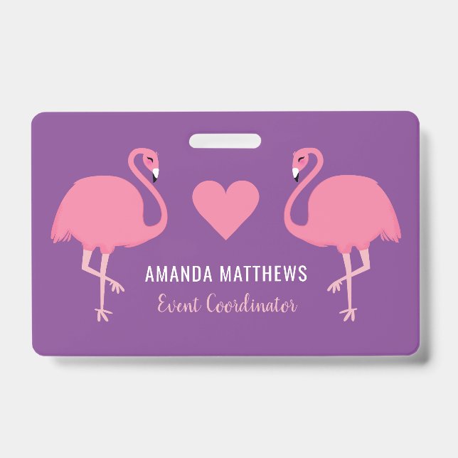 Custom Text Pink Flamingos badges (Front)