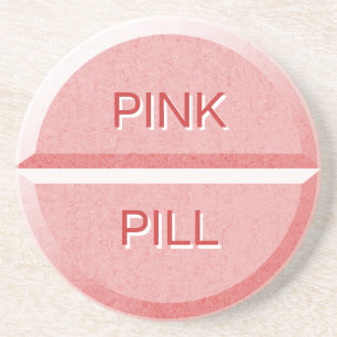 Custom Text Pink Pill Tablet Coaster