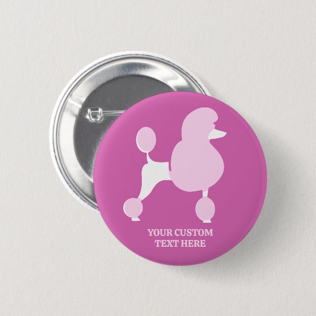 Custom Text Pink Poodle 2 Inch Round Button (Front & Back)