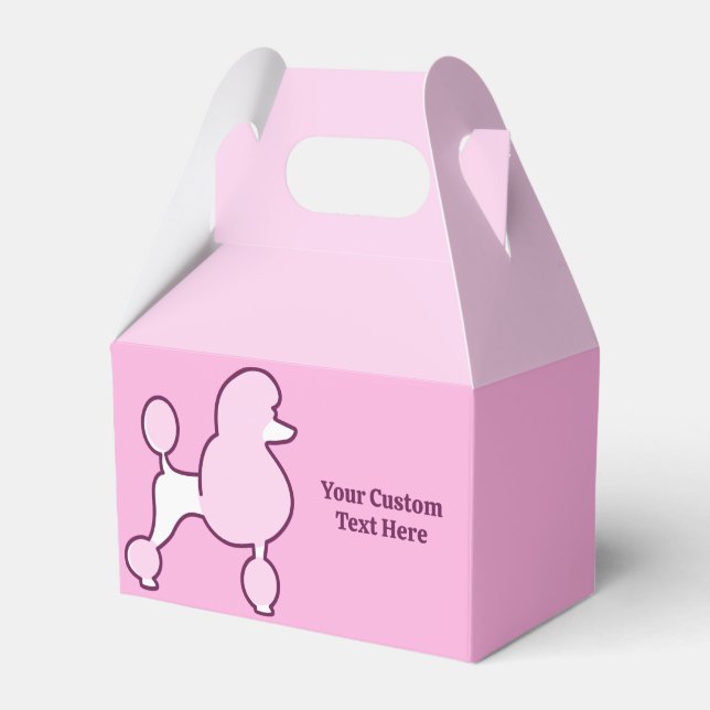 Custom Text Pink Poodle Favor Box (Front Side)