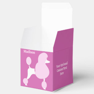 Custom Text Pink Poodle Favor Box