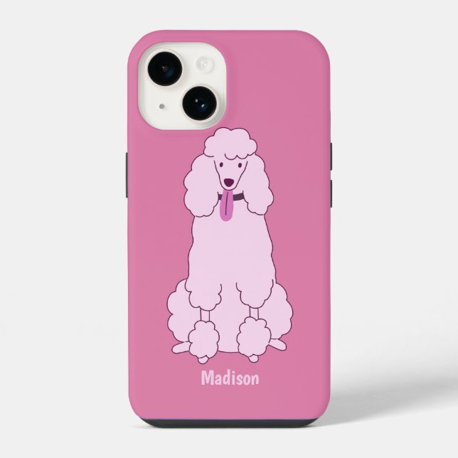 Custom Text Pink Poodle iPhone Case (Back)