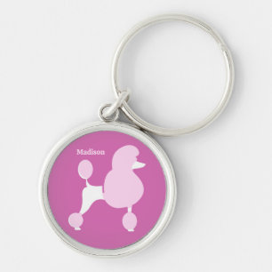 Custom Text Pink Poodle Keychain