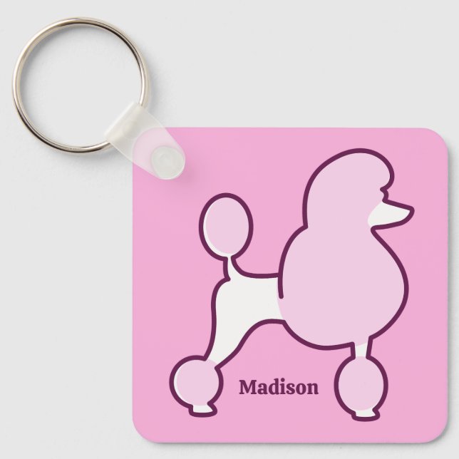 Custom Text Pink Poodle Keychain (Front)
