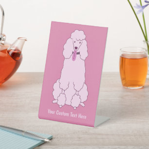Custom Text Pink Poodle Pedestal Sign