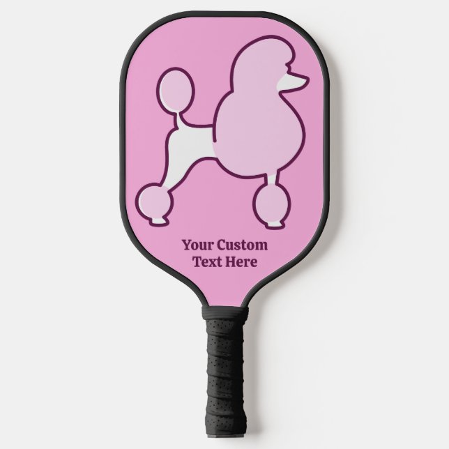 Custom Text Pink Poodle Pickleball Paddle (Front)