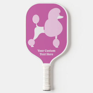 Custom Text Pink Poodle Pickleball Paddle