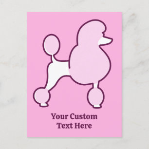 Custom Text Pink Poodle Postcard