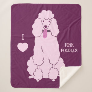 Custom Text Pink Poodle Sherpa Blanket