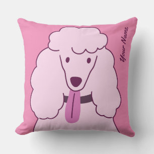 Custom Text Pink Poodle Throw Pillow