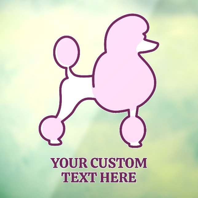 Custom Text Pink Poodle Window Cling (Sheet 3)