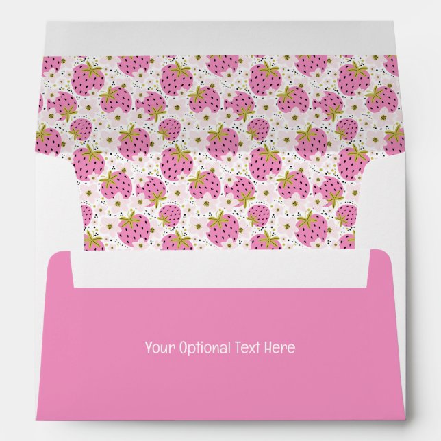 Custom Text Pink Strawberries Envelope (Back (Bottom))
