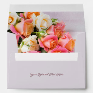 Custom Text Pink & White Roses Envelope