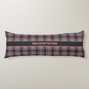 Custom Text Plaid / Tartan Pattern Body Pillow