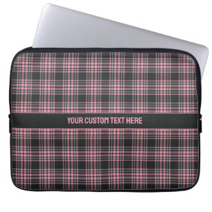 Custom Text Plaid / Tartan Pattern Laptop Sleeve