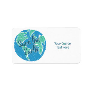 Custom Text Planet Earth Label